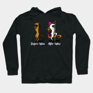 Unicorn Before And After Wine Pole Dancing Hoodie